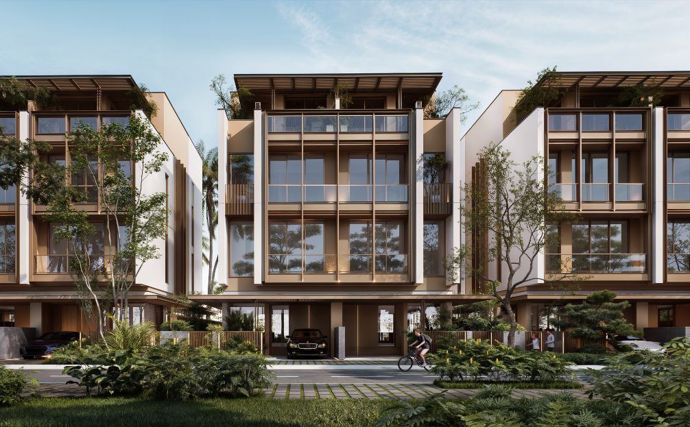 A building with trees and a person riding a bicycleAI-generated content may be incorrect.