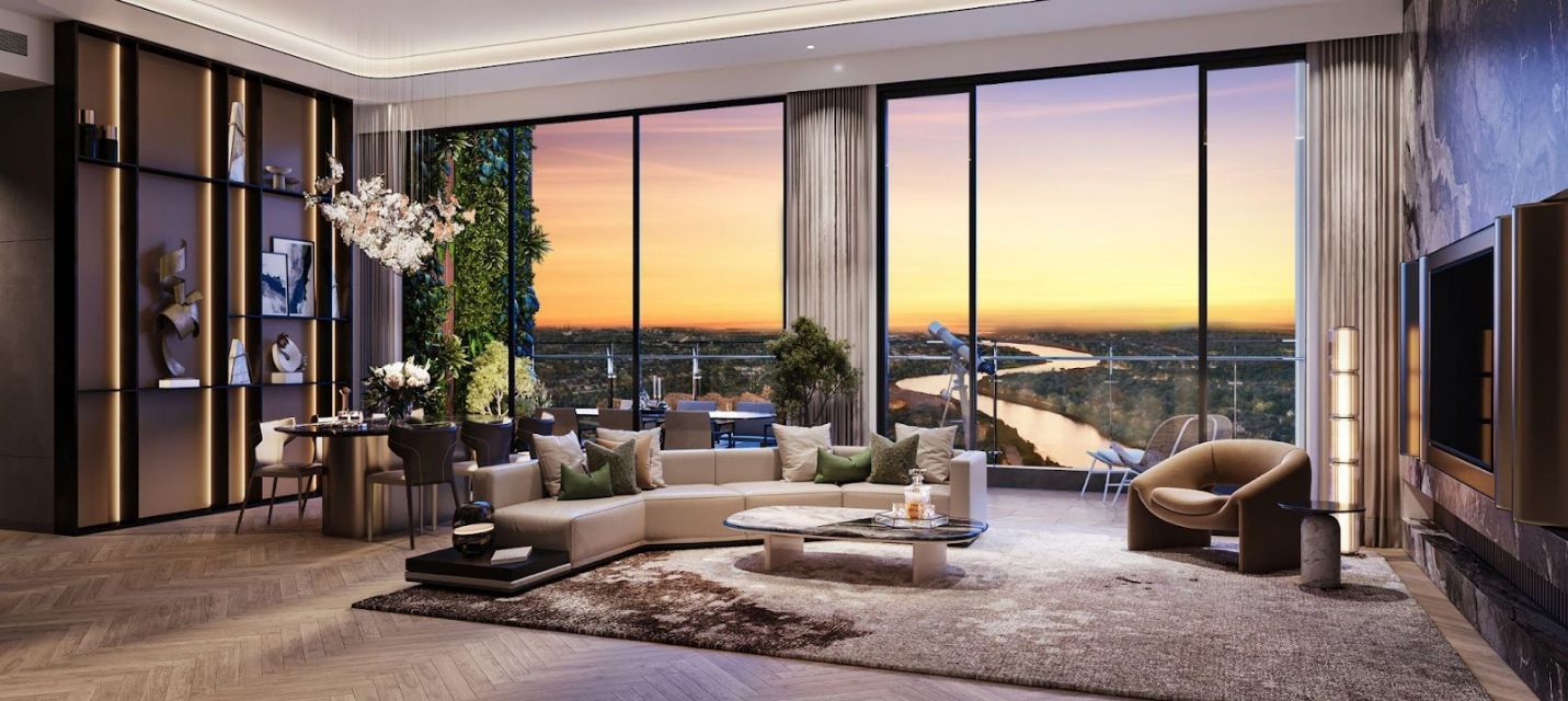 A living room with large windowsAI-generated content may be incorrect.