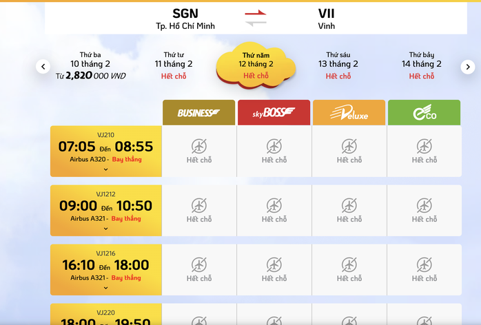 Sân bay Vinh chưa kịp mở cửa, vé máy bay Tết đi Nghệ An đã hết sạch