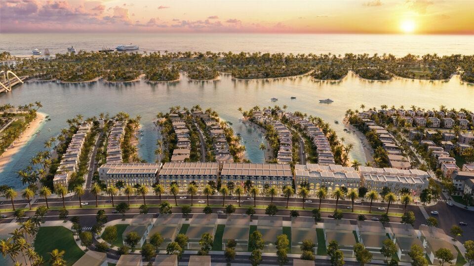 A group of houses in a row on waterAI-generated content may be incorrect.