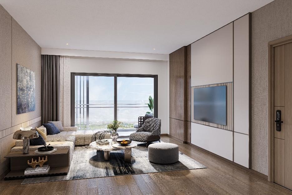 A living room with a large televisionAI-generated content may be incorrect.